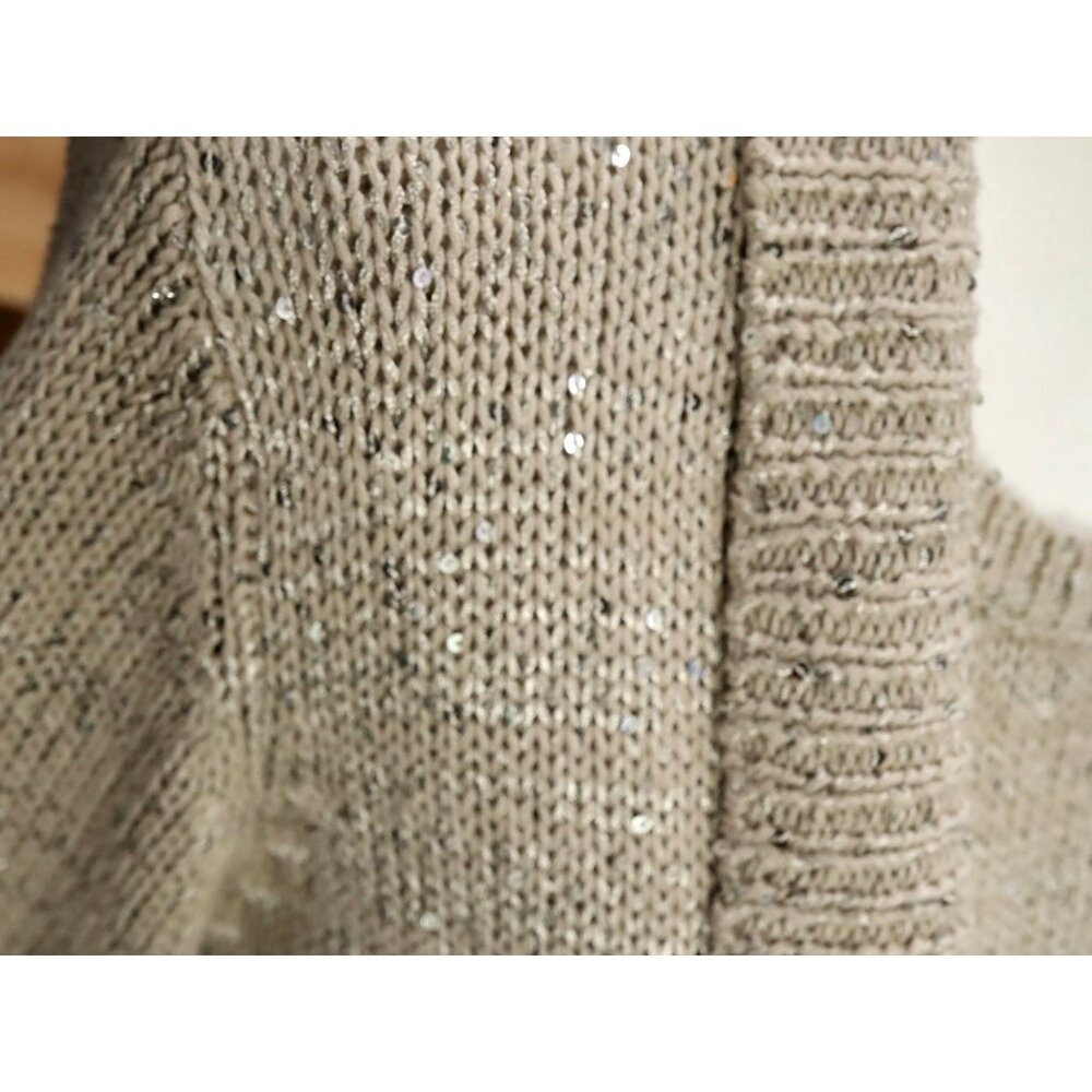 Chico's Beige and Gold Ombre Sequin Sweater Cardigan Sz 3 and Sweater Tank Sz 2 - Picture 3 of 7